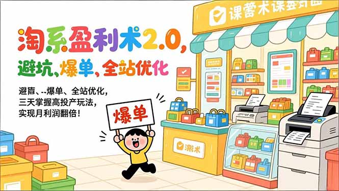 (17127期)淘系盈利术2.0,避坑、爆单、全站优化,三天掌握高投产玩法,实现月利润翻倍! (17127期)淘系盈利术2.0,避坑、爆单、全站优化,三天掌握高投产玩法,实现月利润翻倍!
