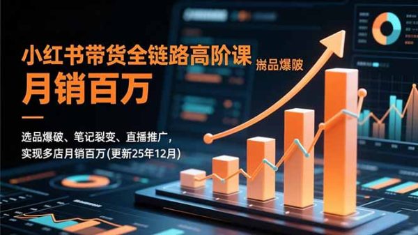 （16842期）小红书带货全链路高阶课，选品爆破、笔记裂变、直播推广，实现多店月销百万(更新25年12月)