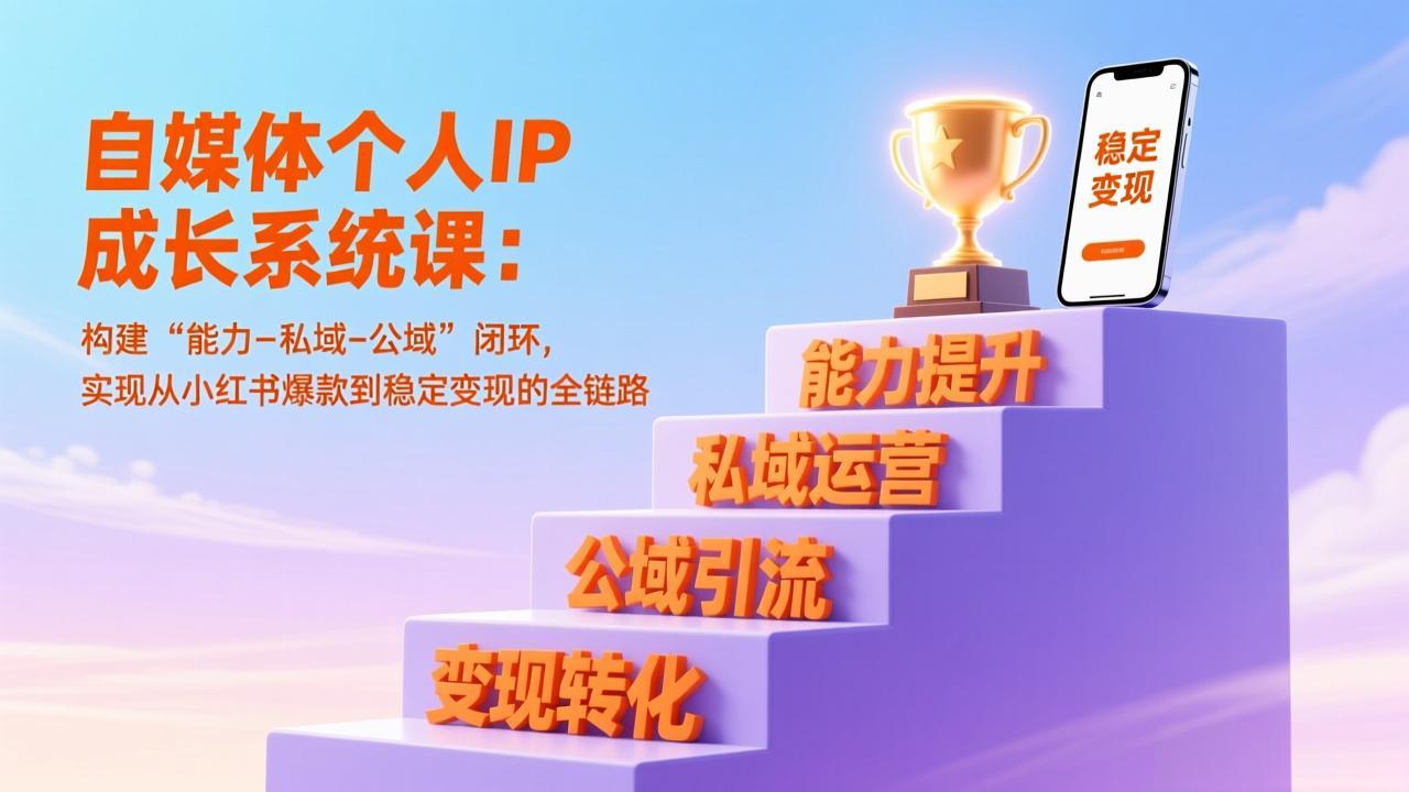 （17192期）自媒体个人IP成长系统课：构建“能力-私域-公域”闭环，实现从小红书爆款到稳定变现的全链路