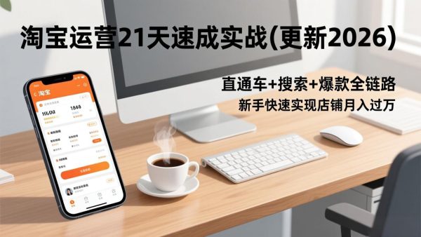 （17201期）淘宝运营21天速成实战(更新2026)，直通车+搜索+爆款全链路，新手快速实现店铺月入过万