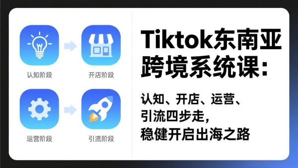 （17243期）TikTok东南亚跨境系统课：认知、开店、运营、引流四步走，稳健开启出海之路