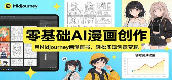 零基础AI漫画创作：用Midjourney画漫画书，轻松实现创意变现