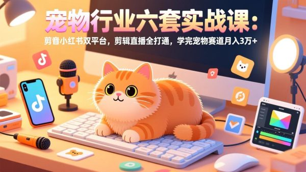 （17411期）宠物行业六套实战课：抖音小红书双平台，剪辑直播全打通，学完宠物赛道月入3万+