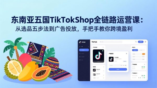 （17511期）东南亚五国TikTok Shop全链路运营课：从选品五步法到广告投放，手把手教你跨境盈利