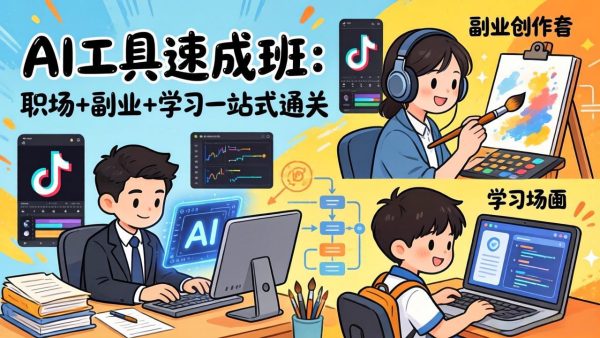 （17650期）AI工具速成班：职场+副业+学习一站式通关，20+爆款类型+剪映技巧+抖音算法，0基础快速上手