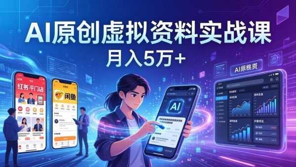 （17657期）AI原创虚拟资料实战课：2026新机会，小红书闲鱼开店，普通人用AI轻松变现，月入5万+