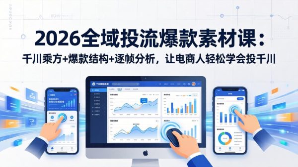 （17705期）2026全域投流爆款素材课：千川乘方+爆款结构+逐帧分析，让电商人轻松学会投千川