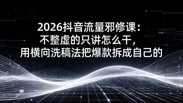 （17725期）2026抖音流量邪修课：不整虚的只讲怎么干，用横向洗稿法把爆款拆成自己的