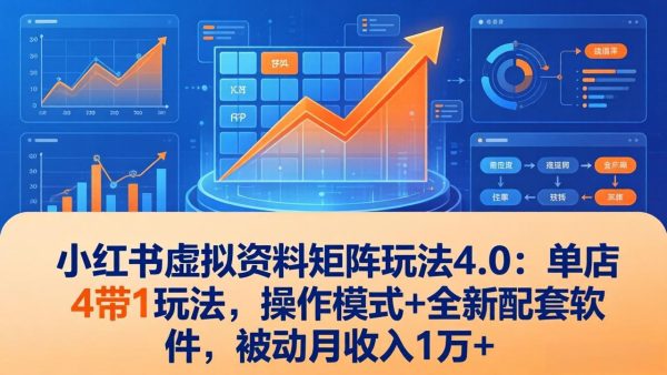 （17730期）小红书虚拟资料矩阵玩法4.0：单店4带1玩法，操作模式+全新配套软件，被动月收入1万+