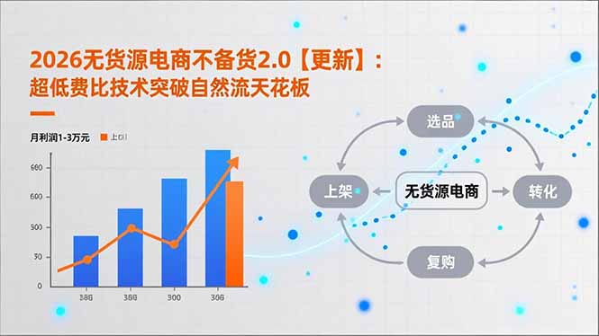 （17736期）2026无货源电商不备货2.0【更新-3月】：超低费比技术突破自然流天花板，单店月利润1-3万元