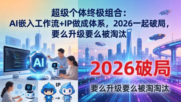 (17789期)超级个体终极组合:AI嵌入工作流+IP做成体系,2026一起破局,要么升级要么被淘汰