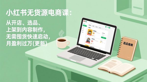 （17842期）小红书无货源电商课(3月更新)：从开店、选品、上架到内容制作，无需囤货快速启动，月盈利过万