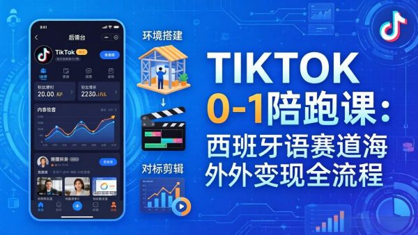 （17908期）TIKTOK 0-1 陪跑课：从环境搭建到刷对标剪辑，西班牙语赛道海外变现全流程