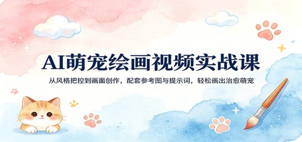 AI萌宠绘画视频实战课:从风格把控到画面创作,配套参考图与提示词,轻松画出治愈萌宠