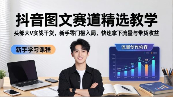 （18108期）抖音图文赛道精选教学，头部大V实战干货，新手零门槛入局，快速拿下流量与带货收益